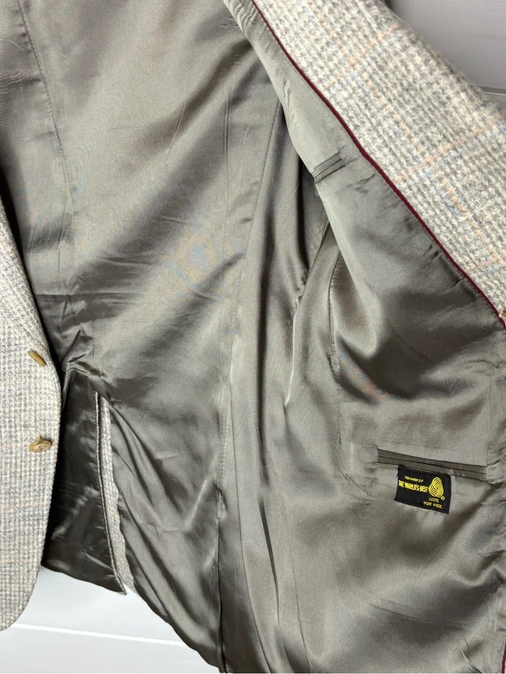 Evan-Picone for J.W. Robinson’s 100% Wool Gray Plaid Sport Coat Blazer 40R USA